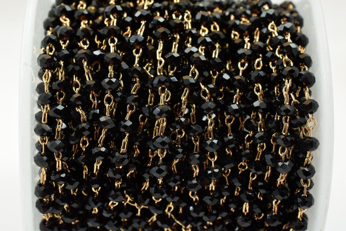 18K Gold Filled EP Wire Chain with Roundel Crystal Size 2x3mm Findings for Jewelry Making Sold by Foot GFC077/GFC078/GFC07...