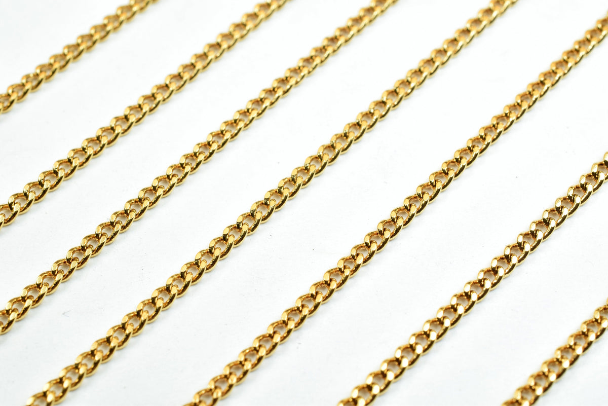 1.5mm Cuban Link Gold Filled EP Chain 18K GFC011H Sold by Foot jewelry making supplies - detail image 9