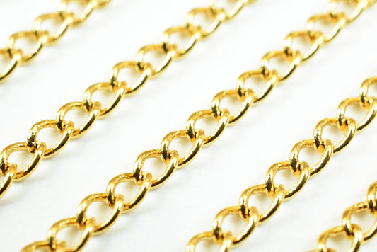 18K Gold Plated* tarnish resistant Cable Chain, Link Chain GFC068 Sold by Foot For Jewelry Making jewelry making supplies...
