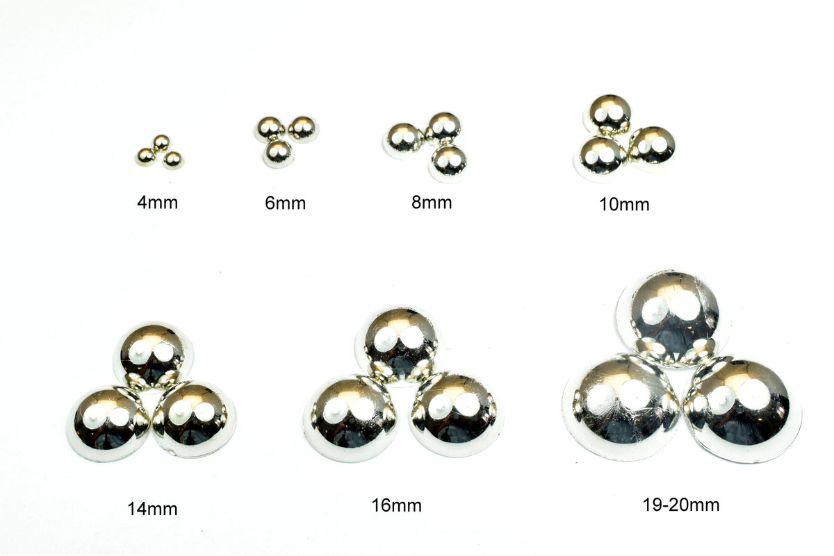 Decoden Flat Back Silver Pearls: Half Pearl Craft Beads, Mixed Sizes Acrylic Plastic (4mm to 20mm, Jewelry & Shoe Decor)