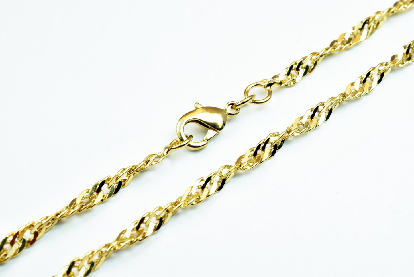 2.5mm 18K as Gold Filled* Singapore Chain 19 1/2" Inch, Thickness 0.5mm as Gold Filled* Chain Finding Chain for Jewelry Ma...
