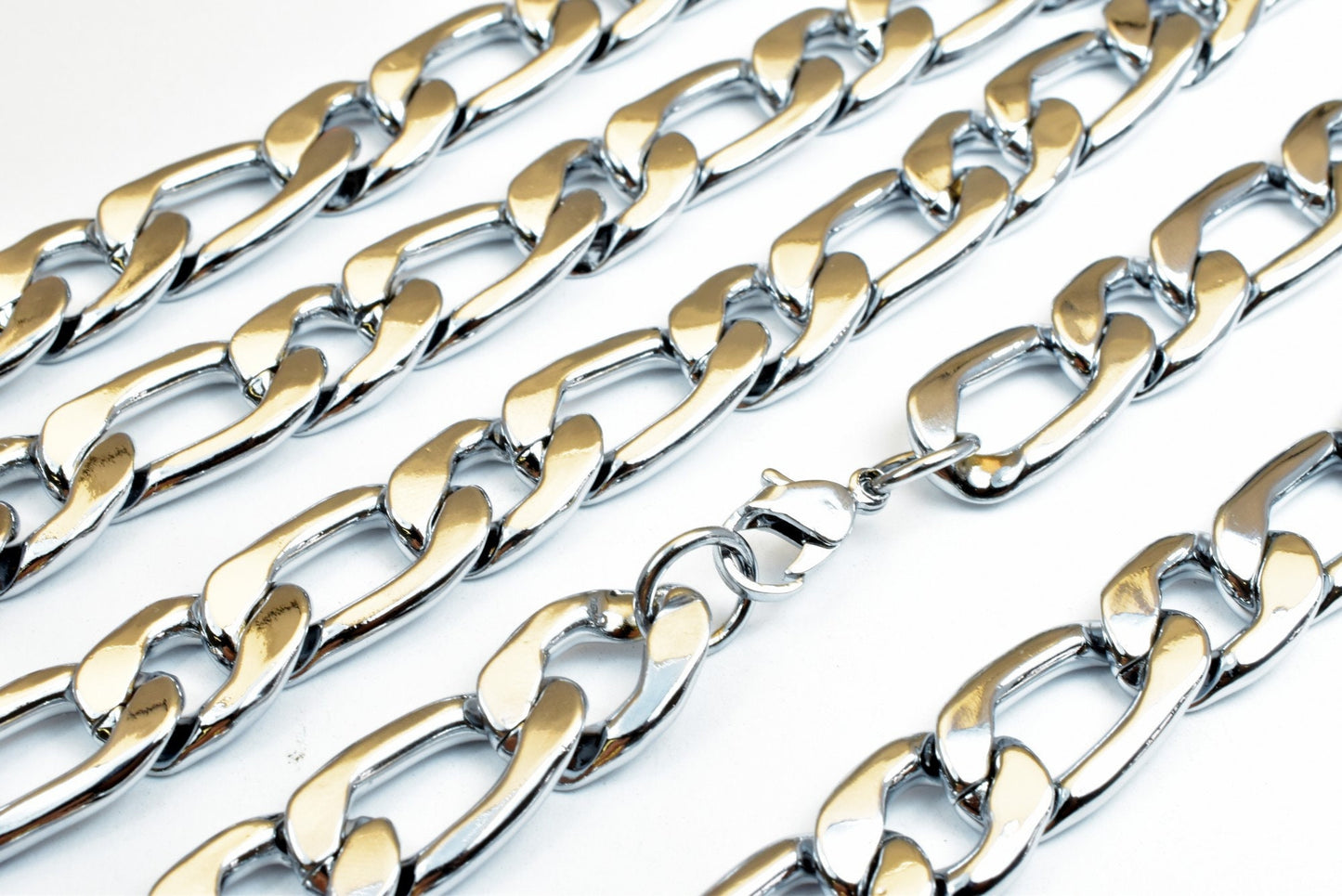 Cuban Rhodium Filled White Gold Filled Chain 23" Inch, Size 12x4mm CS17 For Jewelry Making jewelry making supplies - detai...