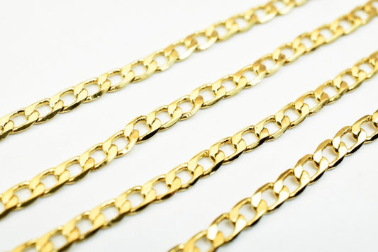 17 1/4 inches 18k gold filled EP chain curb chain/gourmette chain/cable chain width 2.5mm/thickness 1mm/ findings for jewe...
