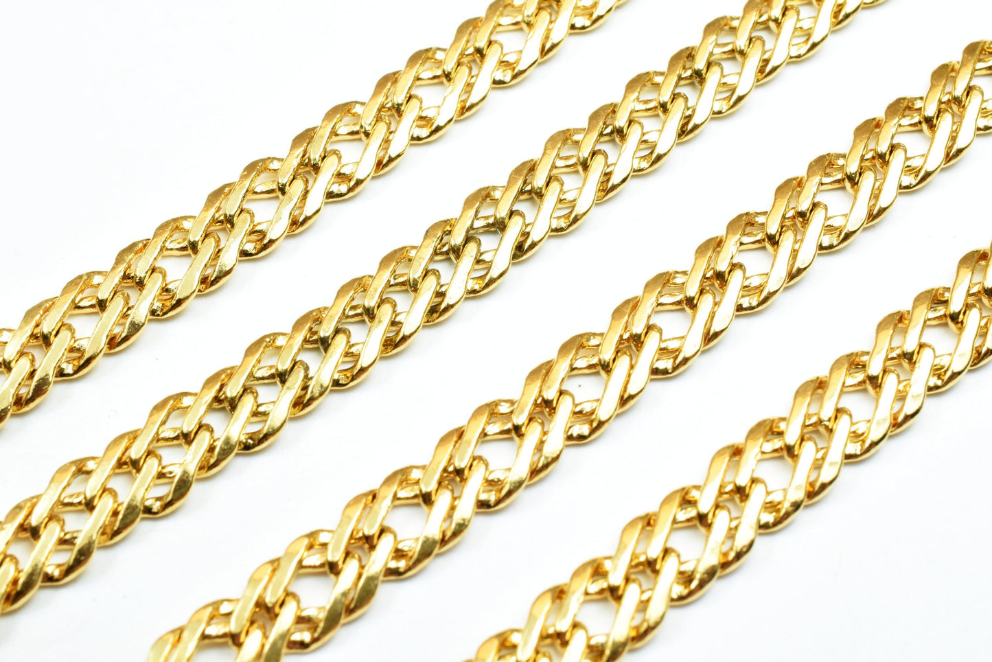 Parallel Gold Plated Chain: Electroplated 18K Cable Style - Copper Base, Sizes 5mm & 6mm, Bulk Jewelry Making Supplies