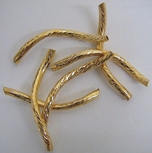 18k gold filled EP tube 2x25mm s shape curve gold filled diamond cut tube gf2412 jewelry making supplies - detail image 2