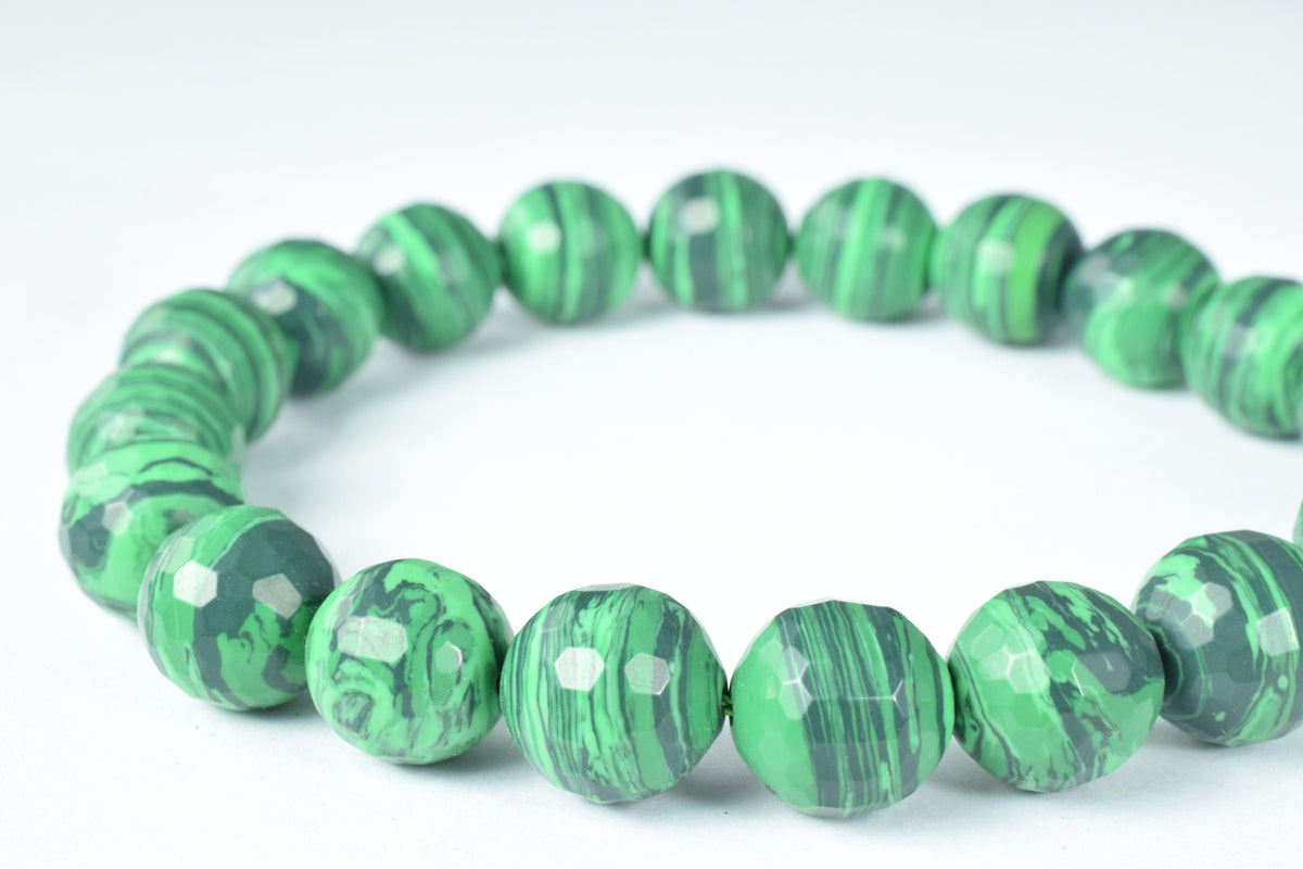 6mm/8mm/10mm/12mm malachite faceted round gemstone beads, natural stone healing loose birthstone, gemstone for jewelry ma...