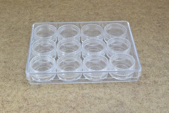 Plastic storage organizer container box case, 12 compartments for beads/charms/beads size 4.75x3.75x0.6 inches, 123x93x12m...