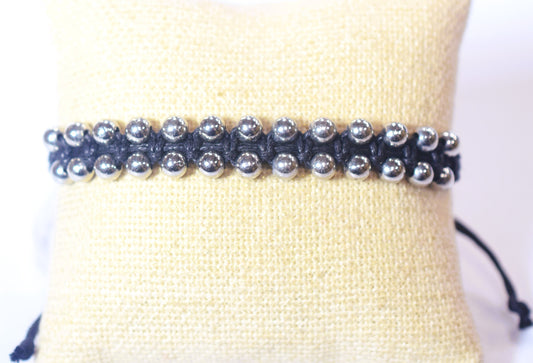 1 dollar for dozen Silver Beads 5mm Macrame Hand Made Bracelet 7 colors 26 Beads in one bracelet and wholesale jewelry mak...