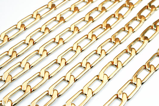 Electroplated Gold Chain Jewelry Supply, Pinky 6mm Width (1.1mm Thick, Tarnish Resistant, Sold by Foot)