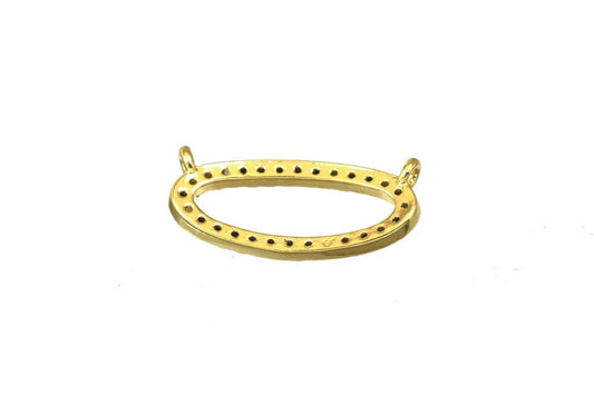 18K Gold Filled Alternative Oval Rhinestone Connector: EP Micro Pave Bead with Clear CZ (Durable Finish, 17x8mm, Base)