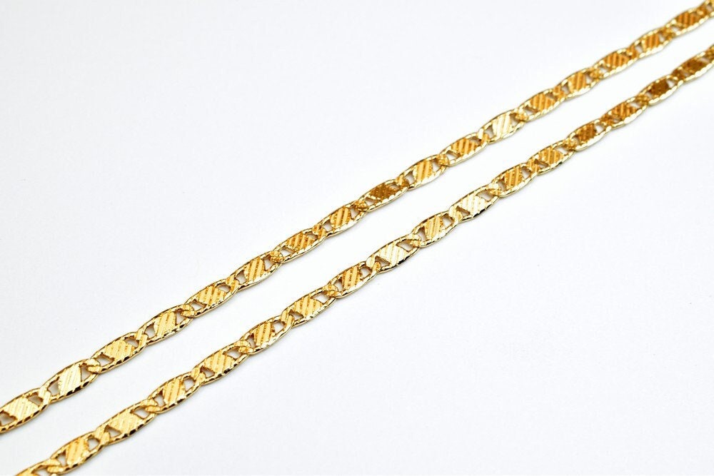 18K Pinky Gold Filled Alternative Chain: Durable , Light Pink (17.3" Long, 2.5mm Wide, Jewelry Making)