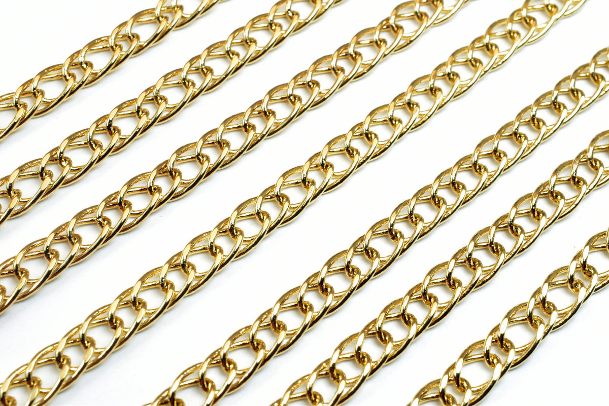 18K Gold Filled Alternative Cable Link Chain, Tarnish Resistant (5mm Width, 2mm Thickness, 19 Inch Length, )