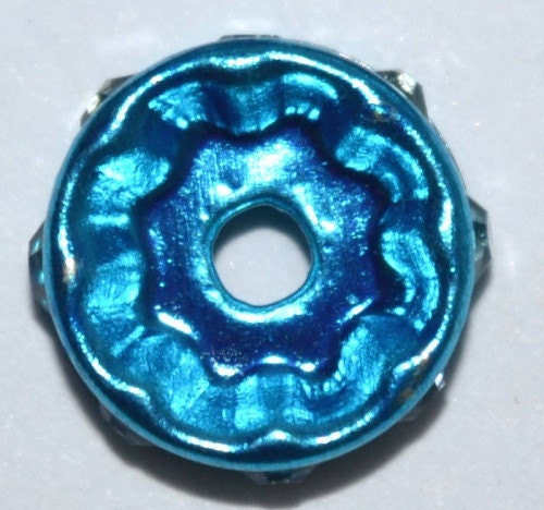10mm Blue (Clear) Rhinestone Spacer Beads 50pcs jewelry making supplies - detail image 5