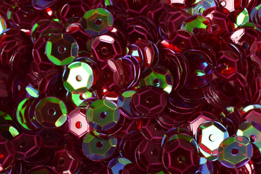 6mm Cranberry Red Cup Sequins: Sparkly Iridescent Sheen for Apparel and Crafts (2000pcs, 1mm Center Hole, Lightweight Bulk)
