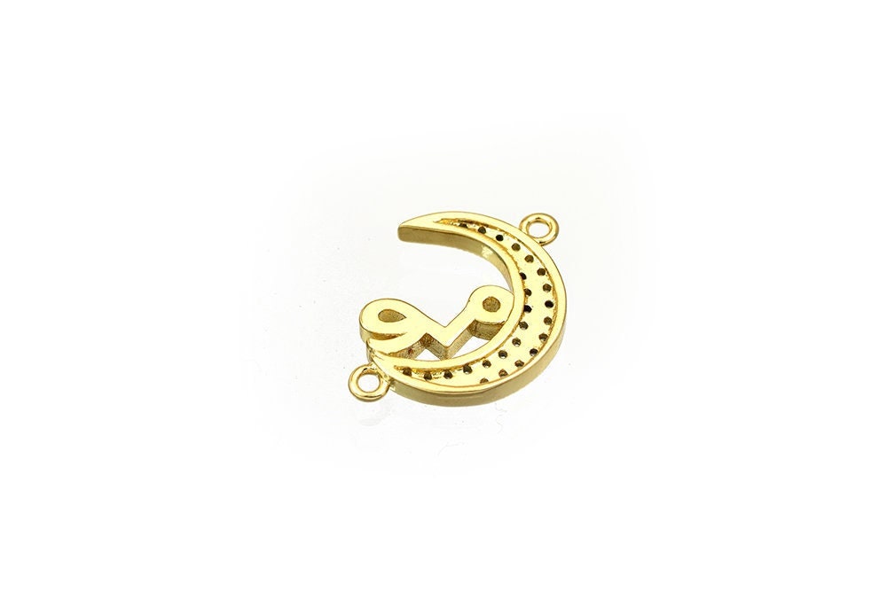 Love Connector 18K Tarnish Resistant Gold: Micro Pave Bead with Clear CZ Stones, Durable Gold Finish | 22x19.5mm, Jewelry Repair Part