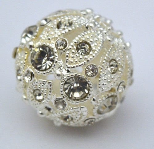 22 mm Silver Plated Rhinestone Decorative Bead jewelry making supplies - detail image 5