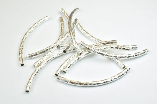 12 PCs Curve Tube Jewelry Finding Beads Size 3x50mm Diamond Cut Gold/Silver For Jewelry Making jewelry making supplies - d...