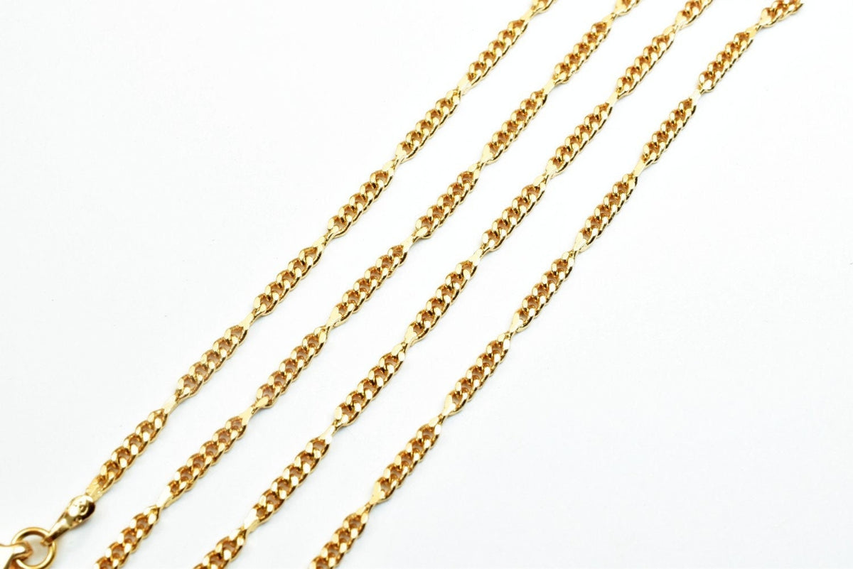 18K Gold Filled EP Figaro Chain 17 1/4" Long, Width 2mm, Thickness 1mm Gold Filled Finding Chain For Jewelry Making Item #...