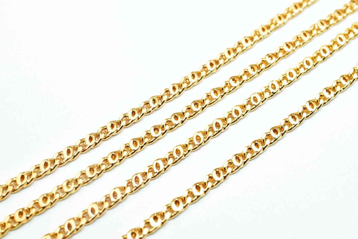18K Gold Filled Alternative Cuban Link Chain: Tarnish Resistant Pink Gold Finish, Durable Core (17.25", 2mm Wide Cable)