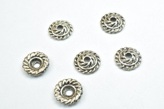 12 PCs Beads Caps Antique Silver Alloy Beads Ending Size 10mm Hole Opening 2mm For Jewelry Making jewelry making supplies...