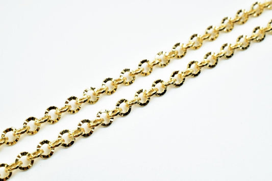 18K Pinky Gold Filled Look, EP chain size 19.5" long 4mm width 1mm thick CG323 jewelry making supplies - detail image 2