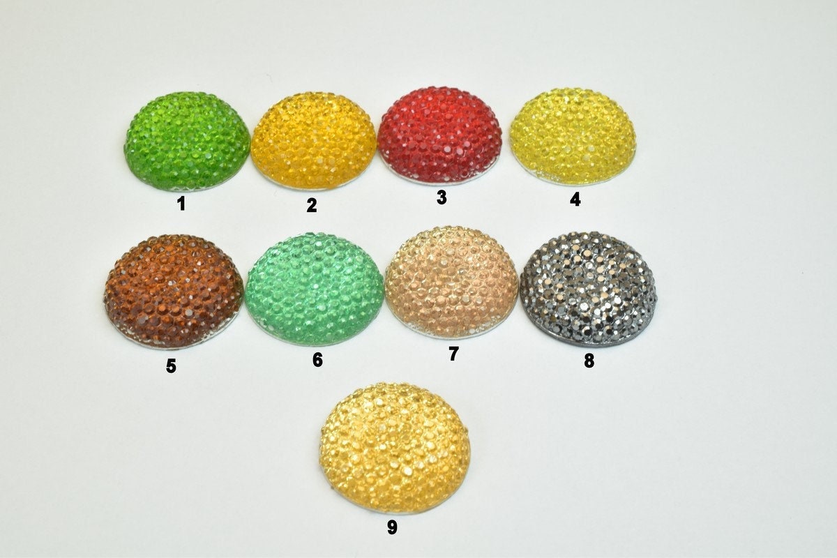 15 PCs Sparkly Acrylic Rhinestone Round 20mm Resin Flatback Decoden Beads Kawaii Cabochons Phone Case Embellishments Bling...