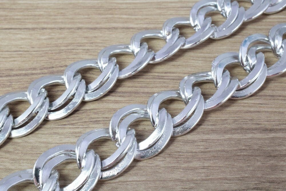 20x20mm Anodized Aluminum Chain, Silver Double Open Link for Handmade bracelet, Necklace Jewelry Accessories. 1 Yard (3 Fe...