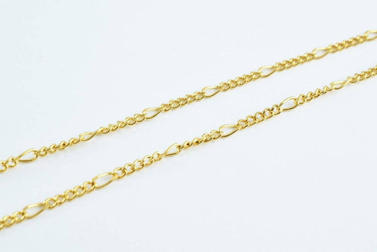Gold Filled EP Figaro Chain 18KT Gold Filled Size 20" Long 2mm Width 1mm Thickness Item #CG111 jewelry making supplies -...