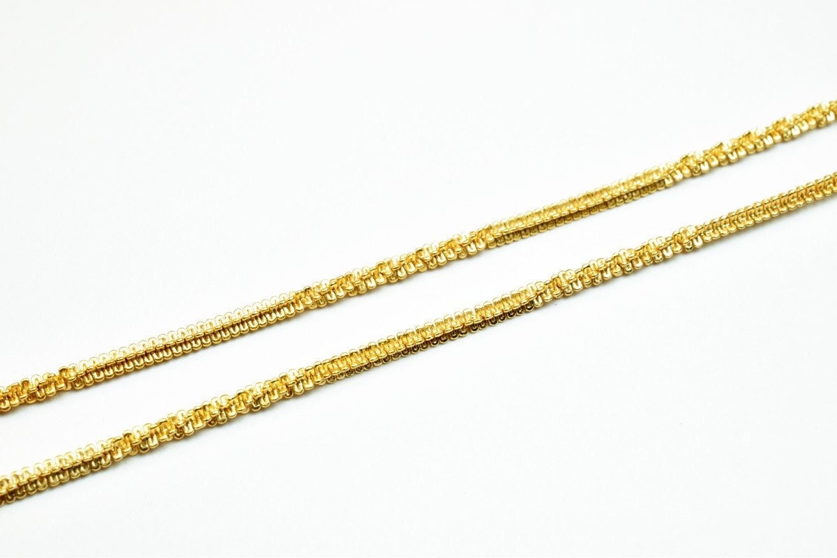 18K Pinky Gold Filled EP Chain Straight and Twisted Size 19.5" Long 2mm Width 2mm Thick CG329 jewelry making supplies - d...