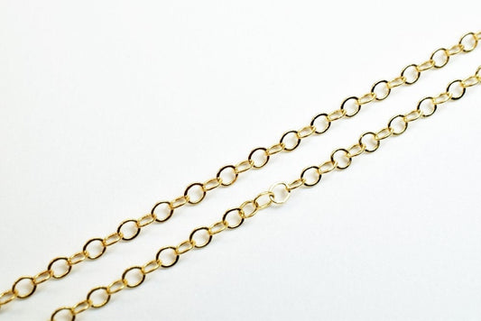 18K Pinky Gold Filled Alternative Cable Chain, Delicate 2mm Width (17.5 Inch Length, Tarnish Resistant, )