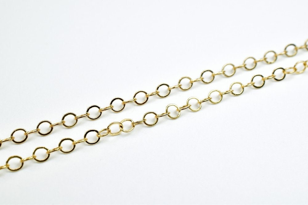 18K Pinky Gold Filled Alternative Cable Chain, Delicate 2mm Width (17.5 Inch Length, Tarnish Resistant, )