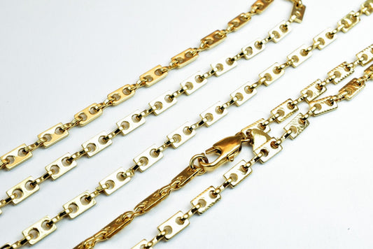18K gold filled EP tarnish resistant Bar Chain Size 17 1/4" Long 3.5mm Width 2.5mm Thickness Findings For Jewelry Making I...