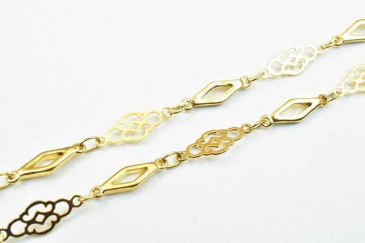 18k Gold Filled Alternative Chain Necklace, , Tarnish Resistant (17" & 23" Lengths, 5mm Width, Clasp 10x5mm)