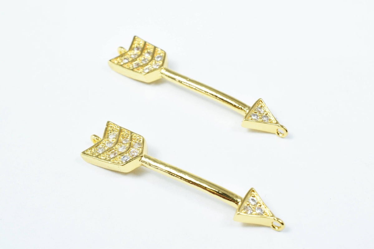 Cupid Arrow Micro Pave Cubic Zirconia CZ Rhinestone Connector Beads Connector High Quality jewelry making supplies - detai...