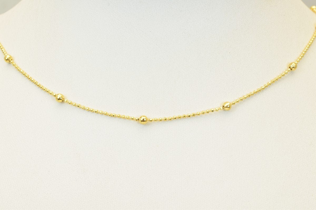 18K Gold Filled Chain Ball Beads: Classic Gold Style - 1.5mm Width, 3mm Beads, Tarnish Resistant Finish, for Jewelry