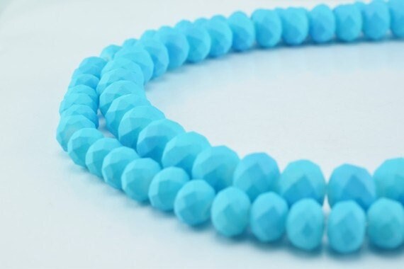 2 Strands Matte Glass Beads Donut Rondelle Faceted Jewelry Decoration Chandelier 4x6mm and 6x8mm. 2 Sizes Group 60 PCs ea...