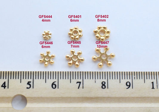 Daisy Flower Gold Filled Look, EP Spacer Flower Roundel 5mm,6mm,7mm,8mm,10mm jewelry making supplies - detail image 2