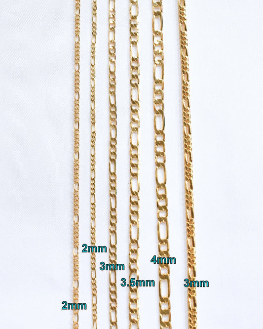 Figaro Cuban Link Chain: Elegant Gold Filled Alternative - 2mm to 4mm Width, Tarnish Resistant, Metal for Jewelry Making