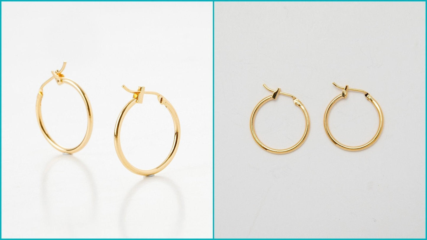 Gold-Filled Hoop Earrings Multi-Size Collection, Hypoallergenic, Water Resistant