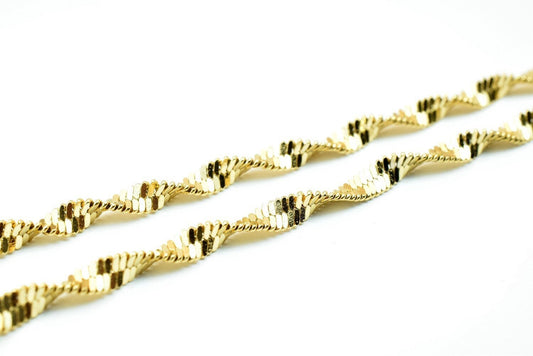 18k Gold Filled Alternative Chain Herringbone Twisted: Classic Gold - Tarnish Resistant, , Everyday Wear Jewelry