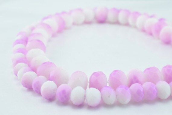 2 Strands Matte Glass Beads Donut Rondelle Faceted for Jewelry Decoration Chandelier 4x6mm, 6x8mm. 2 Sizes Group 60 PCs ea...
