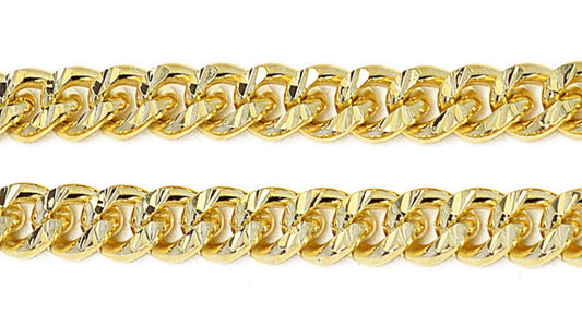 Gold Plated Cuban Diamond Cut Chain: Electroplated 14k Finish, 7mm & 9mm Widths | Jewelry Making, Skin-Friendly | Bulk by Foot