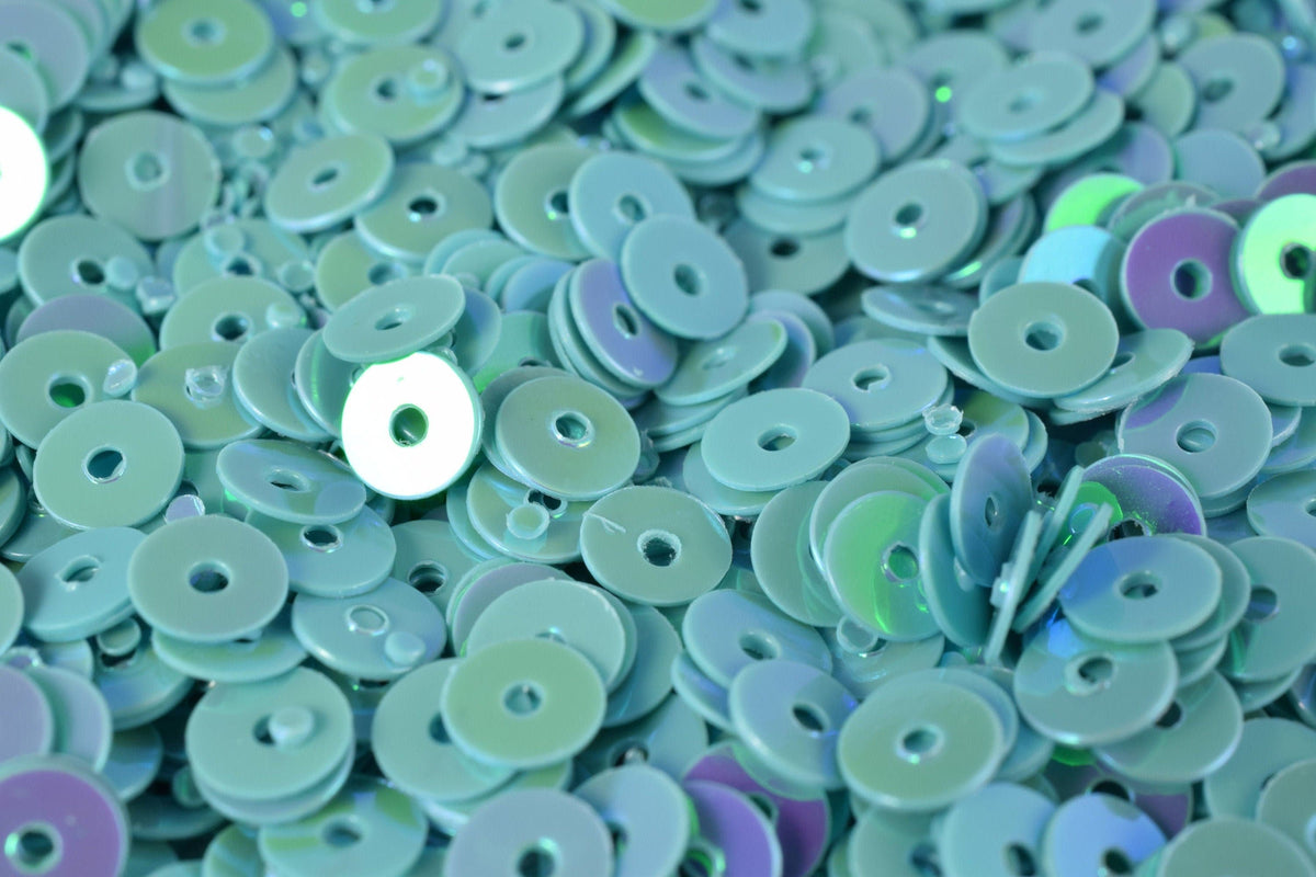 3 4mm Turquoise Sheen Round Sequins - Iridescent Loose Paillettes - Center Hole, Lightweight Craft Supplies, Apparel Decor