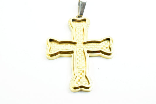 18K Gold Filled Cross Pendant Stainless Steel Size 45x36mm, Thickness 4.5mm Christian Religious Cross For Jewelry Making j...