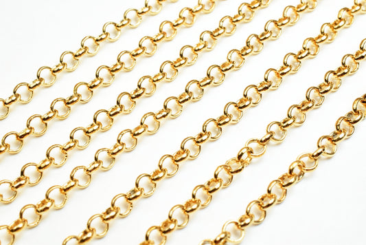 Rolo Gold Filled Alternative Chain - Jewelry Making Supplies - 18K , Tarnish Resistant, 3mm to 5mm Thickness