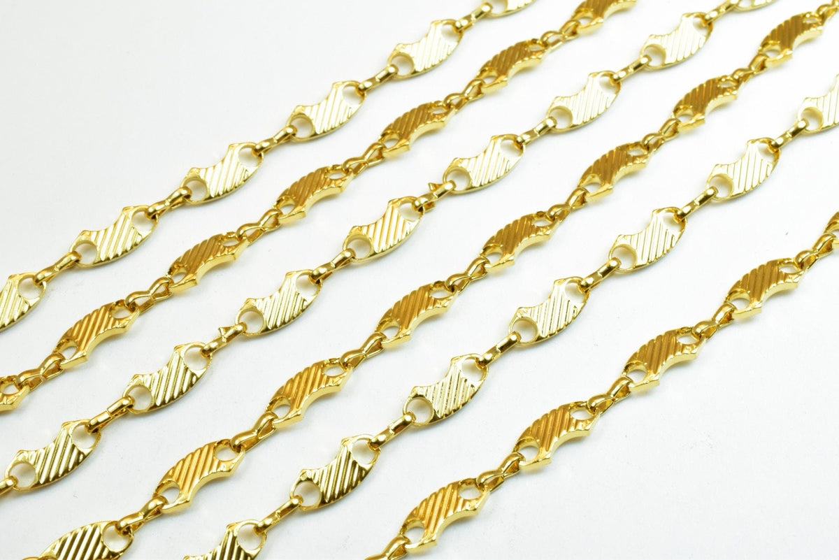 18K Gold Filled Diamond Cut Necklace - 17 Inch Bar Chain, 5mm Width - Tarnish Resistant Finish, Metal, Gift For Her