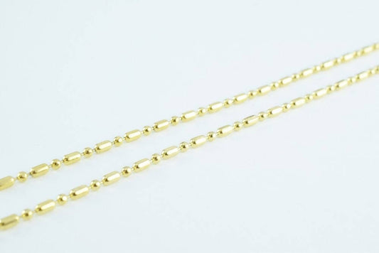 14k Gold Filled Alternative Beaded Chain Bar: Dainty Gold Ball Chain, (13.5", 1.5mm Width, Tarnish Resistant)