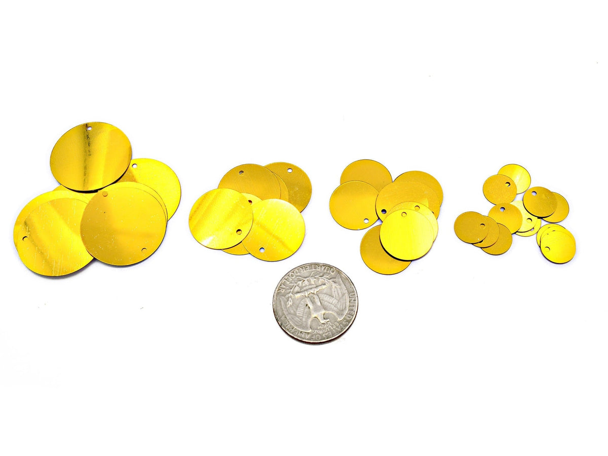 Flat Round Loose Sequins - Clear Silver Chrome Gold, Two Hole Discs - Shimmering Shoe & Clothing Decor, Bulk Craft Materials