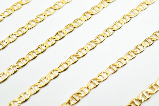 2mm Gold Plated Chain - Electroplated Tarnish Resistant Jewelry Supply - 18K Copper Metal, Fine Beading, Sold by Foot
