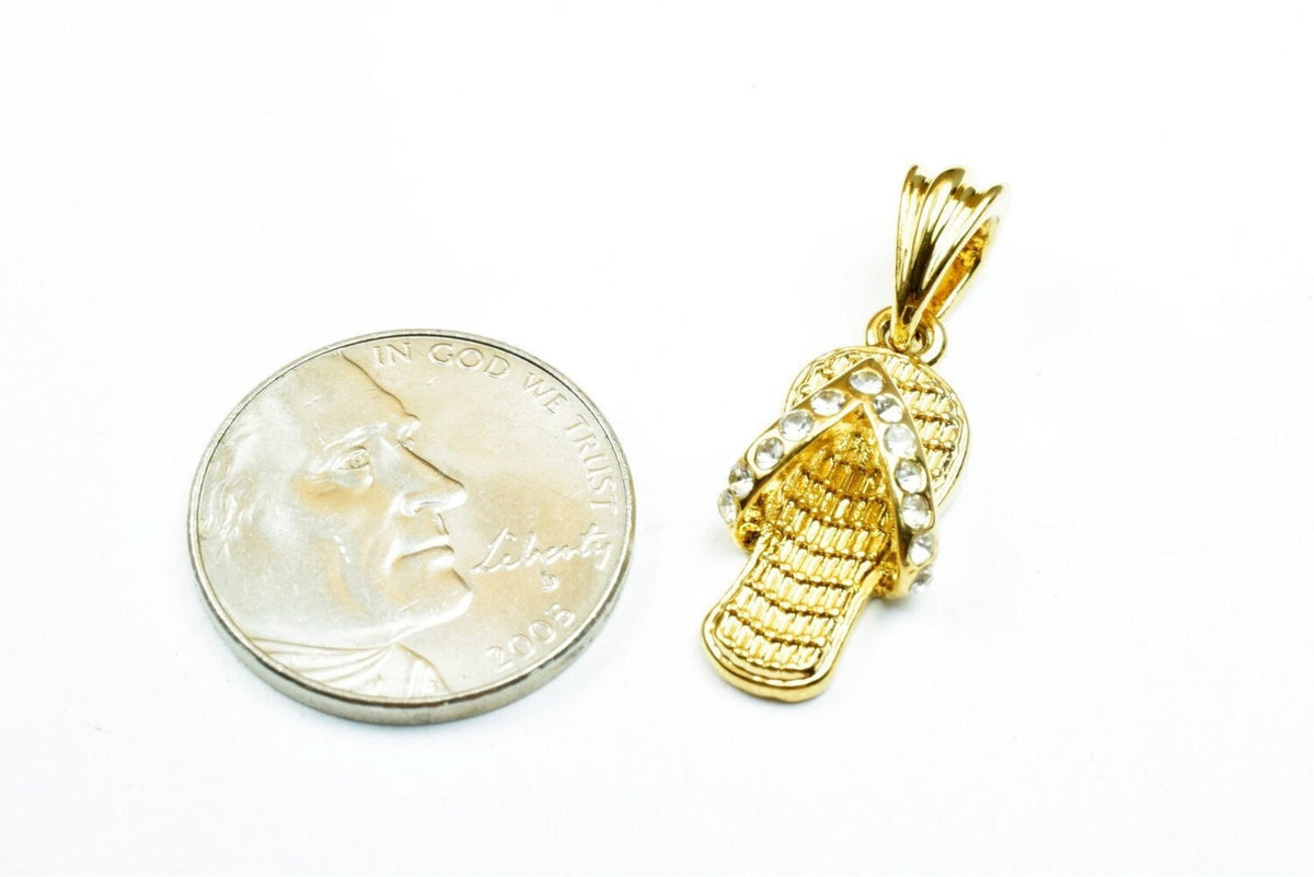 18k as gold filled* sandals size 22x11mm 3d slippers footwear cubic zirconia pendant charm for necklace jewelry making gp1...